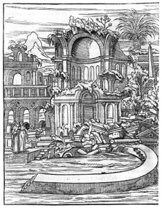 罗马遗址，来自&39;Le Songe de Poliphile&39;，由Francois Rabelais（1494-1553）出版于1554年 作者 法语学校